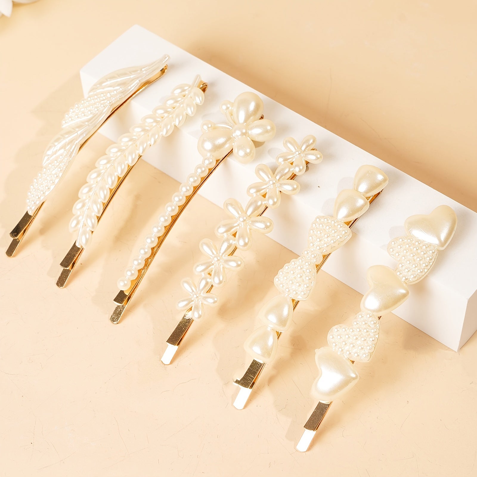 6pcs Faux Pearl Hair Clip Barrette Hair Accessories