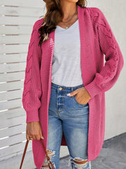 Twist Pattern Open Front Long Sleeve Cardigan