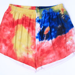  Tie Dye Print High Rise Shorts Women's Plus Slight Stretch Loose Fit