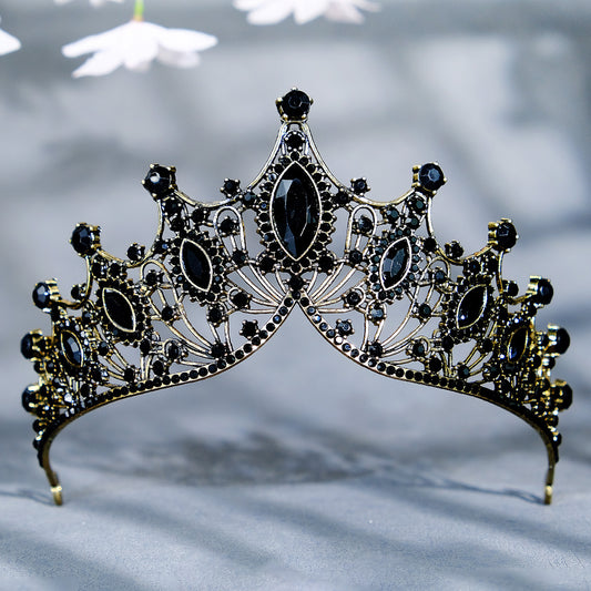 Baroque Queen Crown Rhinestone Wedding Tiara Crystal Vintage Princess Crown