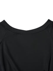 Casual Crew Neck Jumpsuit Drawstring Short Sleeve Solid