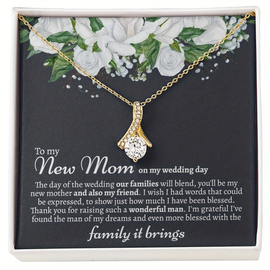 Zircon Pendant Necklace with Cards - Mother In Law Wedding Gift