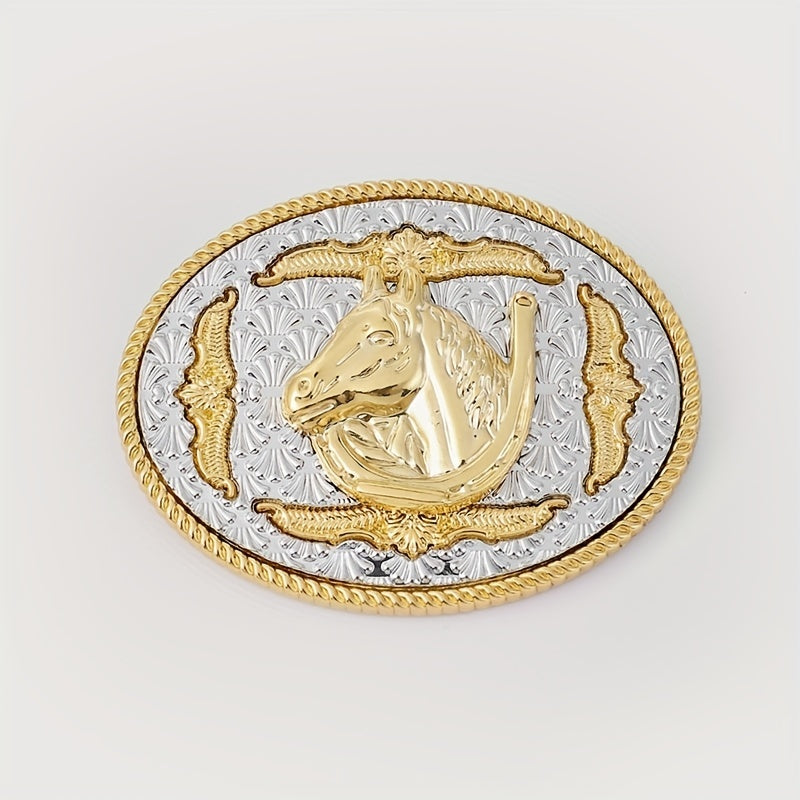 Vintage Horse Head Belt Buckle For Men & Women Oval Leather Waistband Parts