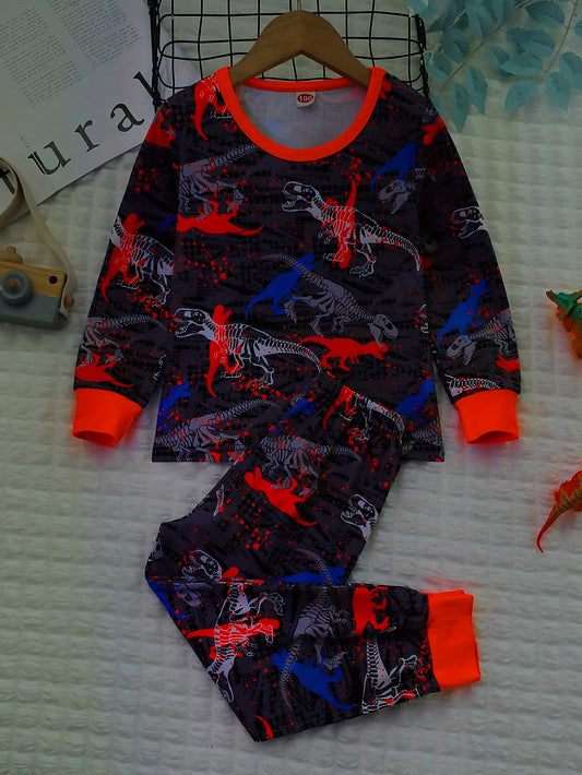 Boys 2pcs Astronaut Print Pajamas Set Long Sleeve Pullover Top & Pants