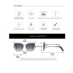 Ombre Lens Sunglasses Block Semi Rimless Glasses Rhinestone Decor Eyewear