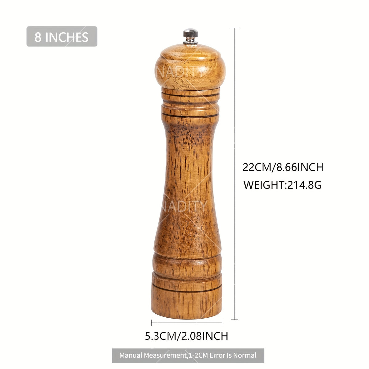 Wooden Pepper Grinder Manual Spice Mill Reusable Bottle BBQ