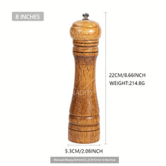 Wooden Pepper Grinder Manual Spice Mill Reusable Bottle BBQ