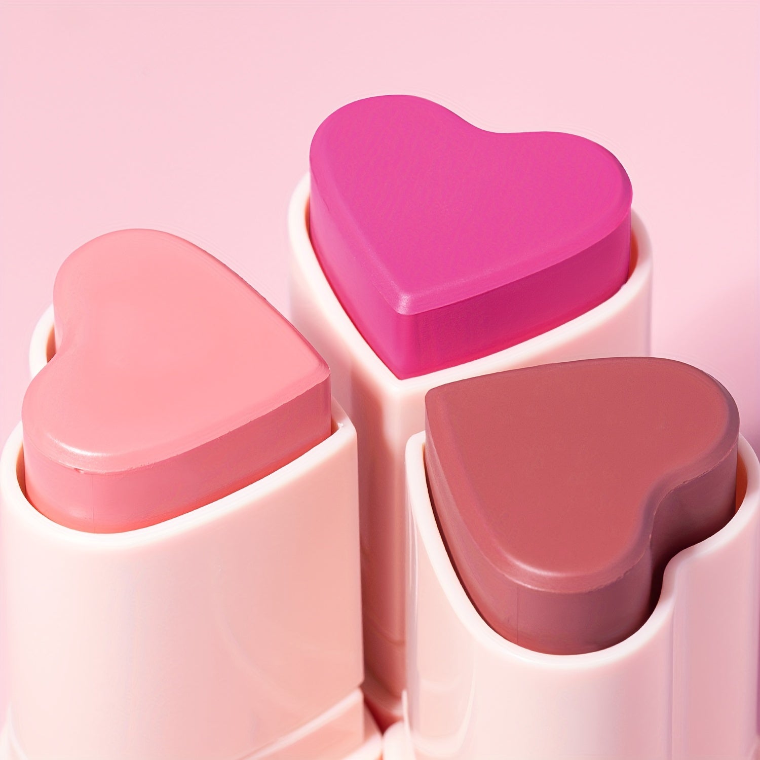 Heart Shape Blush Stick Cream Blush Beauty Pink Highly Pigmented Long Lasting