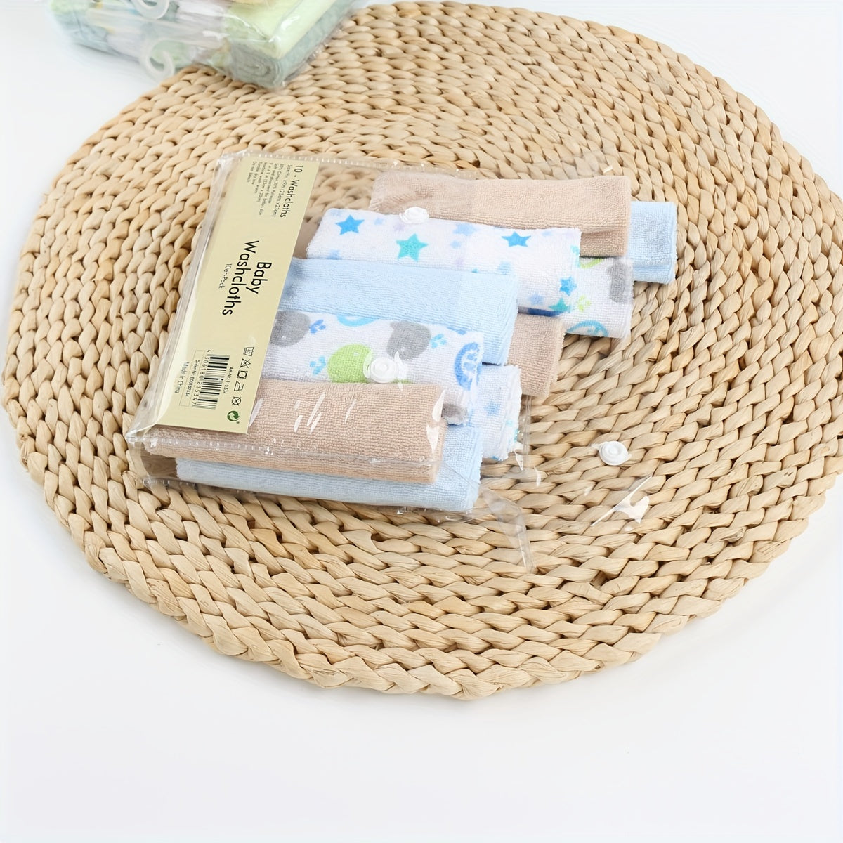 10pc Baby Face Towels Saliva Washcloths Multicolor Mix