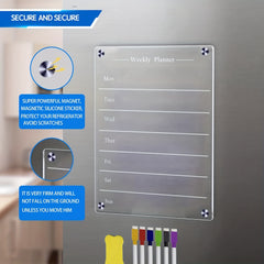 2 PCS 22" Clear Weekly Meal Planner Acrylic Magnetic Board