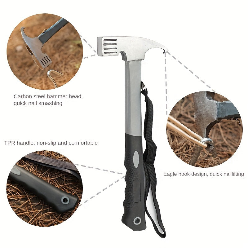 Heavy Duty Camping Hammer with Stake Remover & Holding Strap