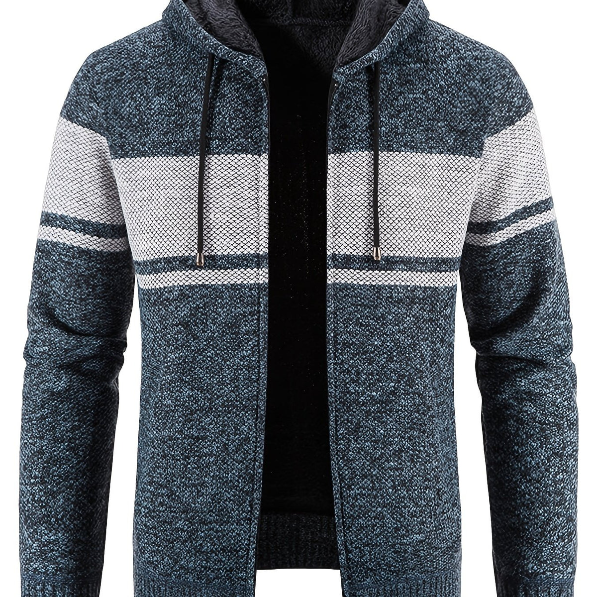 Men's Hooded Plush Sweater with Contrast