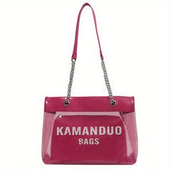 Large Shoulder Tote Bag with Transparent Jelly Design