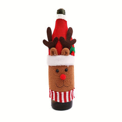 Christmas Knitted Cartoon Wine Bottle Set Flannel Old Man Snowman Bag