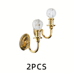 Crystal Wall Lamp Pair Mini Model Ornament Decorative Silvery Golden