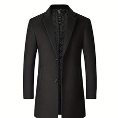 Men's Woolen Coat Single Breasted Casual Windbreaker Jacket