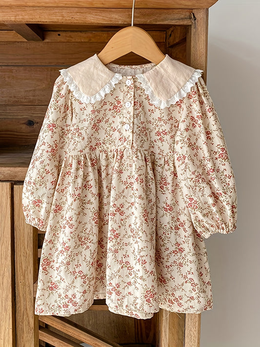 Toddler Girls Floral Dress Cotton Casual Dress Up