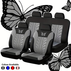 Red Butterfly Embroidery Car Seat Cover Set - Protects Seats From Stains