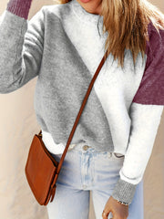 Colorblock Crew Neck Sweater Long Sleeve Pullover Jumper