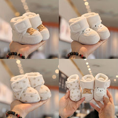 Cute Bear Baby Girl Boots Soft Warm Fleece Indoor Outdoor Walking