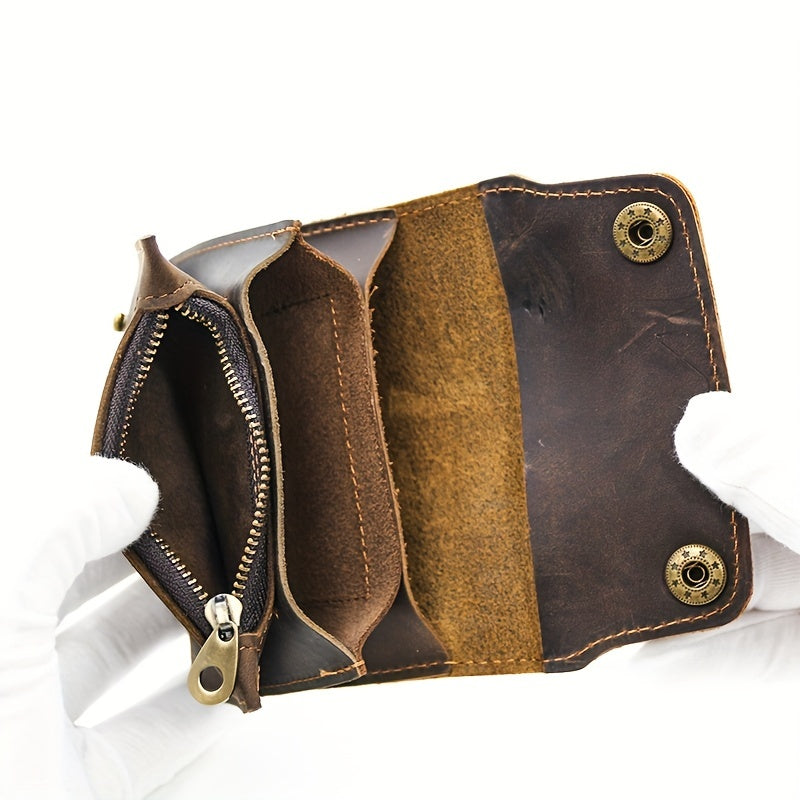 Vintage Crazy Horse Leather Wallet with Coin Pocket