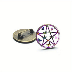 Wiccan Star Necklace Butterflies Love Hippie Women Men's Brooch Pins