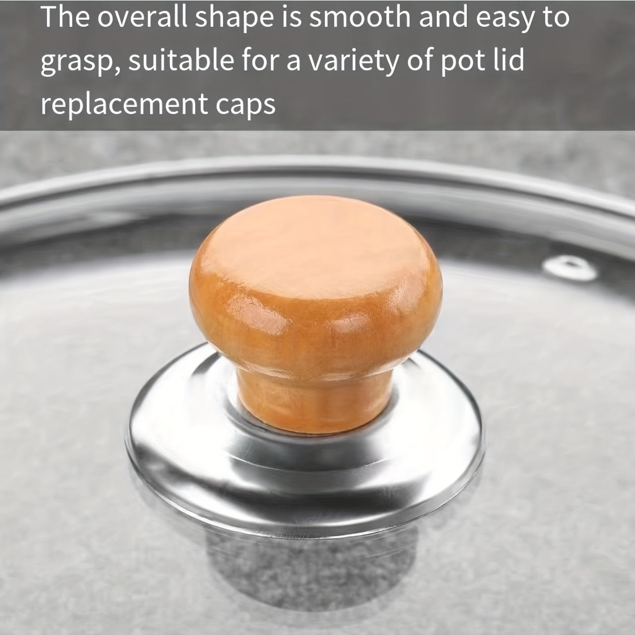 Wood Pot Lid Knob Stainless Steel Base Anti Scalding Button