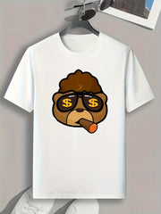 Bear Print Men's Graphic T shirt for Summer