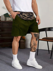 Men's Cargo Short Pants Drawstring Flap Pocket Loose Shorts