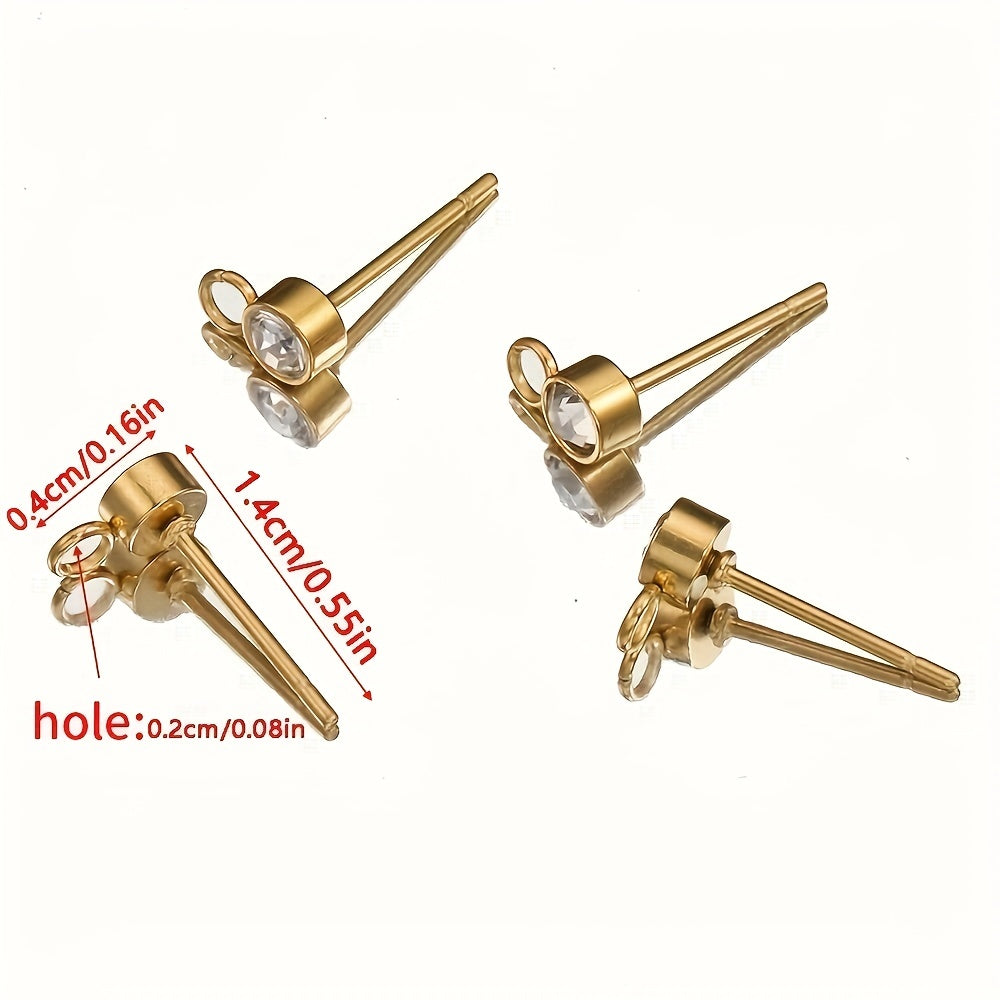 20pcs Rhinestone Earring Posts with Loop Rings