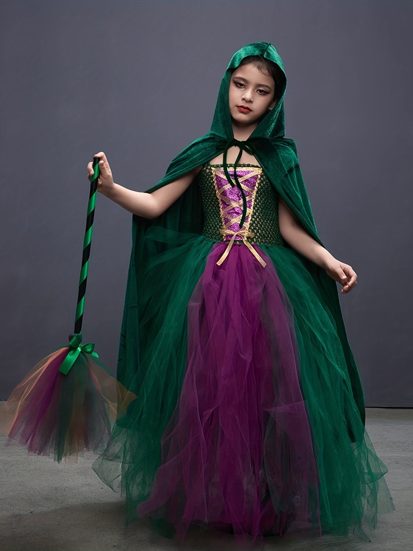 Halloween Witch Cosplay Costume & Accessories for Party Performance