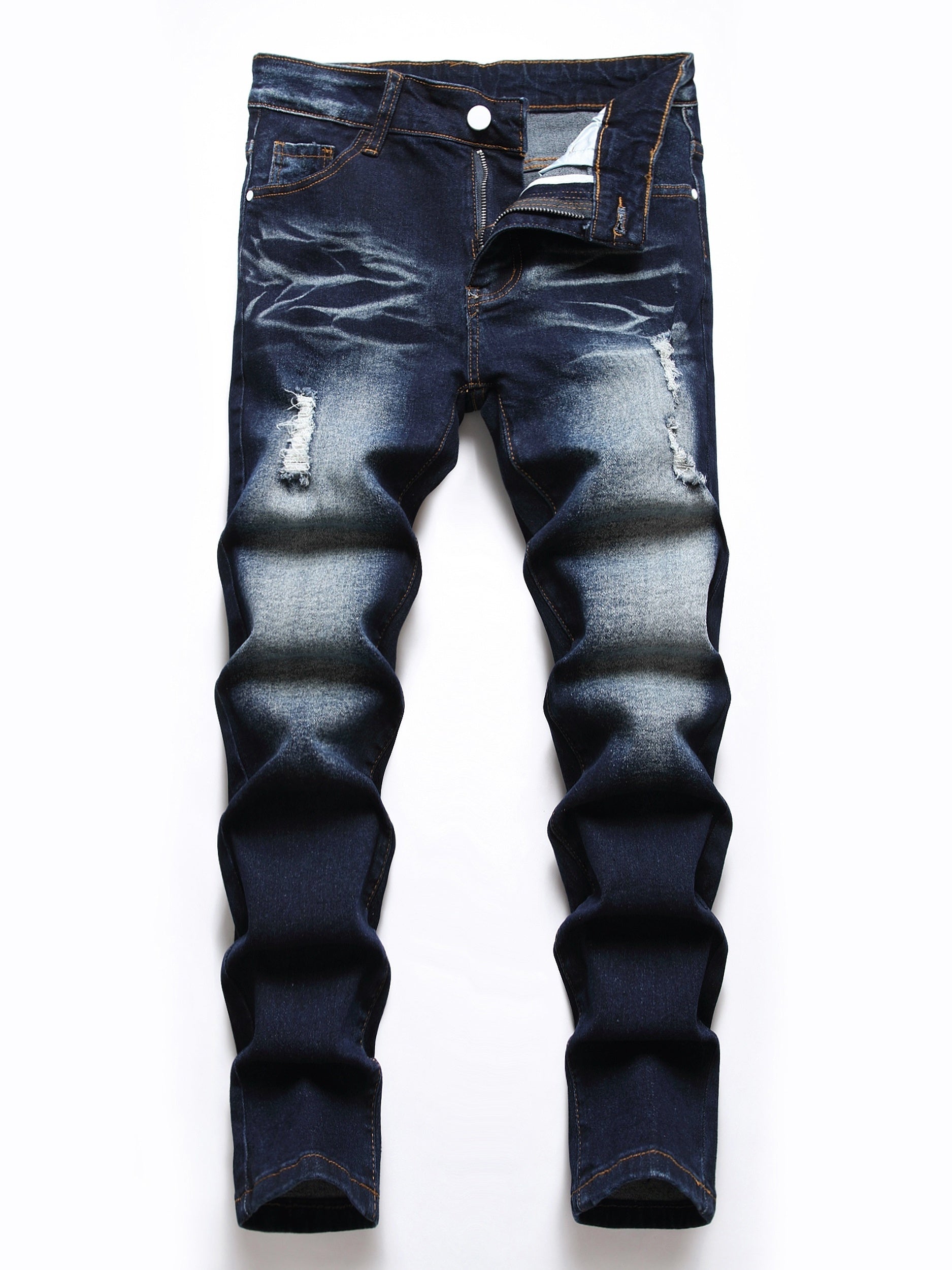 Boys Stretch Ripped Jeans Skinny Slim Fit Washed Denim Pants Kids Clothes