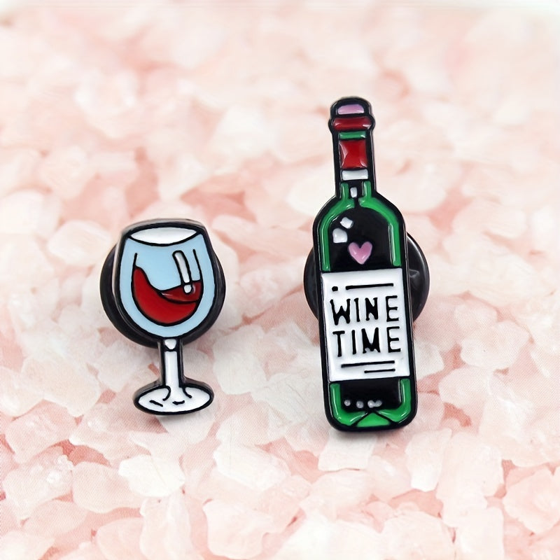 Cartoon Red Wine Bottle Wine Cup Jewelry Pin