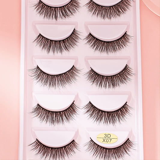 5 Pairs Fluffy 3D Mink False Eyelashes for Makeup
