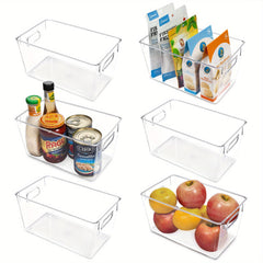 Clear Plastic Food Storage Bins With Handles for Refrigerators Freezers Cabinets