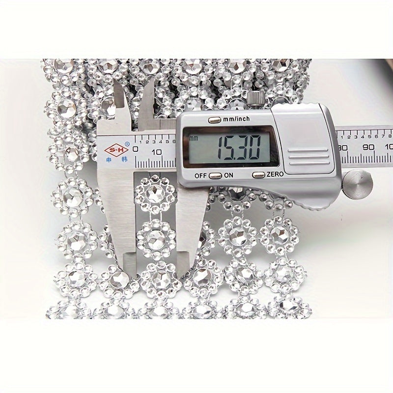 Silvery Mesh Ribbon Wrap Sunflower Crystal Rhinestone Sparkle Ribbon