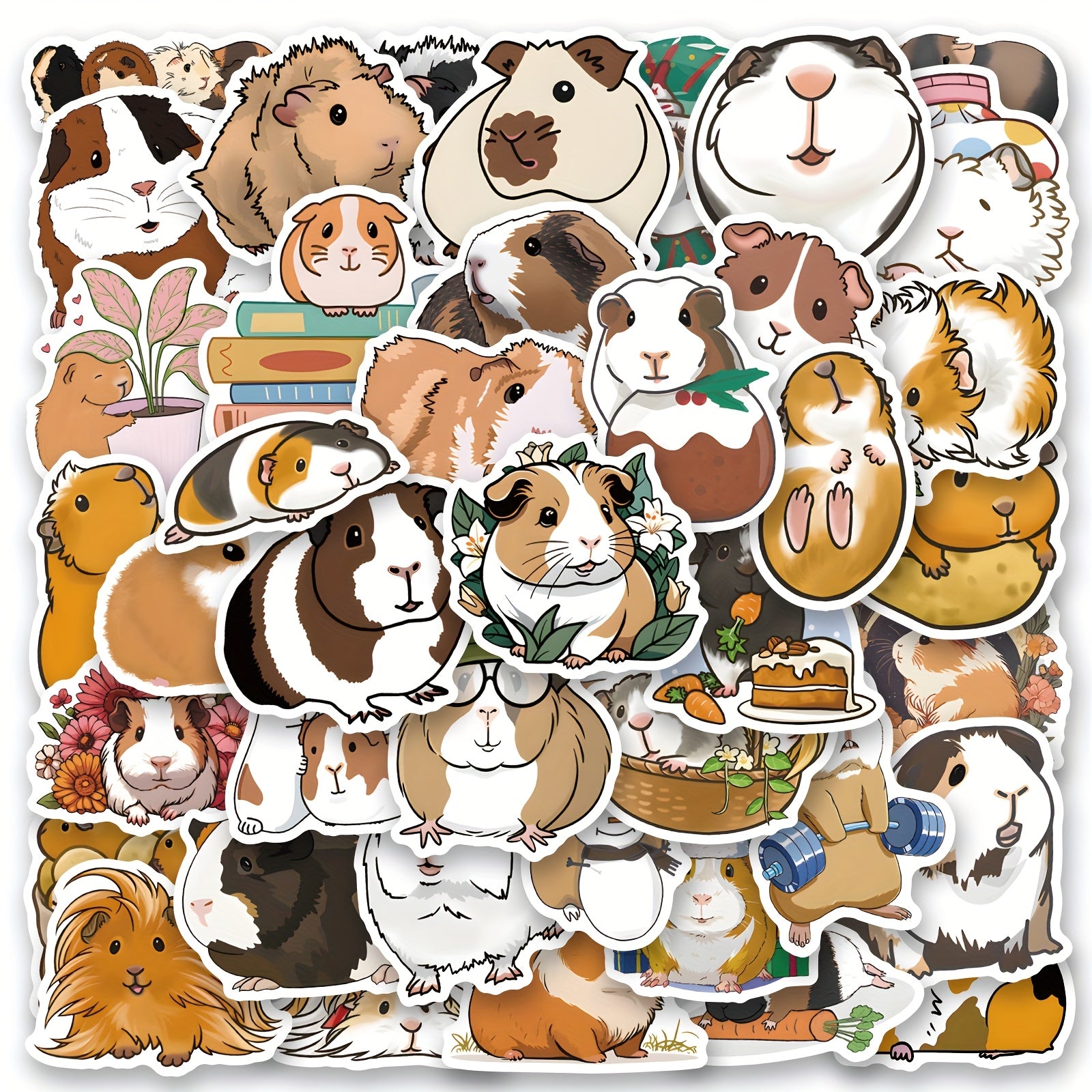 50pcs Guinea Pig Vinyl Stickers for Scrapbooking Diaries Water Bottles