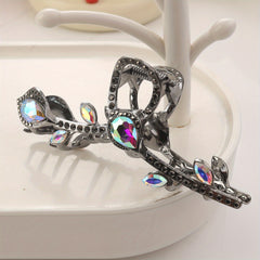 Vintage Rhinestone Hair Claw Glitter Hair Claw Nonslip Ponytail Holder