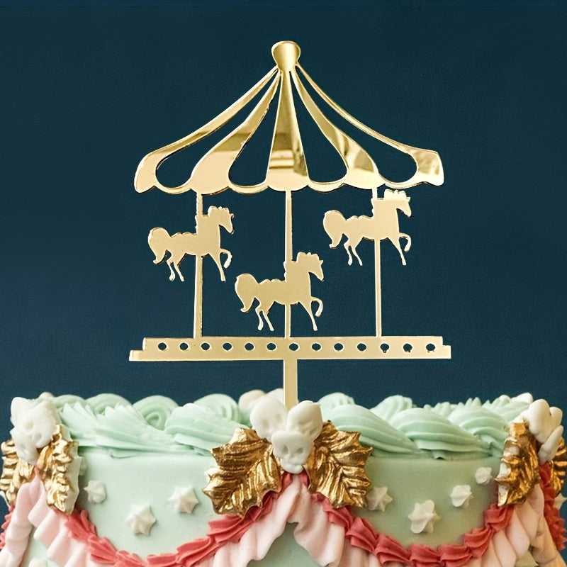 Birthday Cake Insert Plate Wooden Horse Decoration