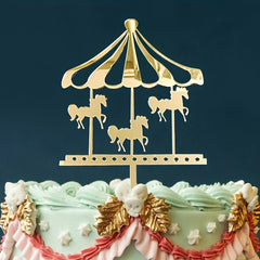 Birthday Cake Insert Plate Wooden Horse Decoration