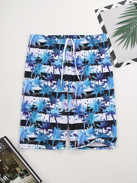 Ink Dot Gradient Palm Tree Silhouette Swim Trunk Men's Swimwear