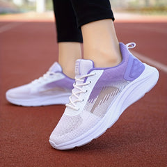 Dot & Stripe Pattern Mesh Lace Up Running Shoes Women's Footwear