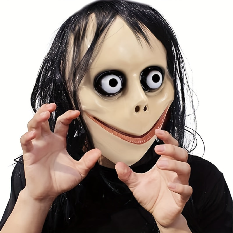 Halloween Mask Scary Long Hair Role Playing Clown Costume
