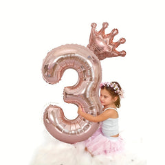 Rose Golden Crown Foil Balloon Set for Party Decor