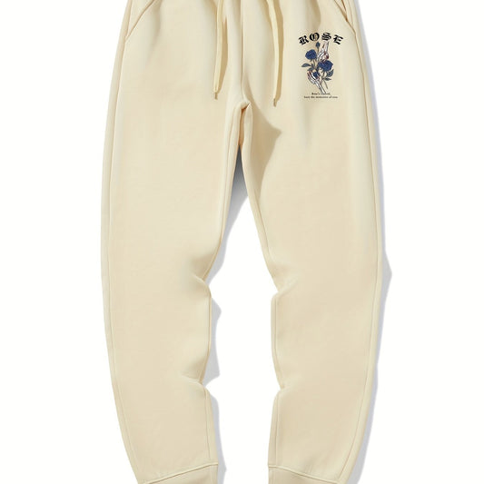Men s Rose Print Drawstring Sweatpants