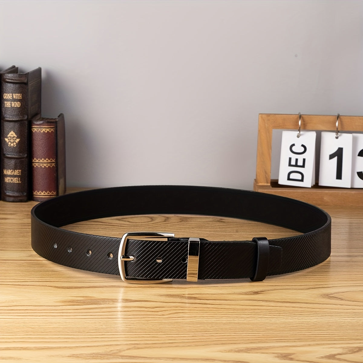 Men's Twill Single Jacket Dress Belt Casual Pin Buckle PU Leather Belt