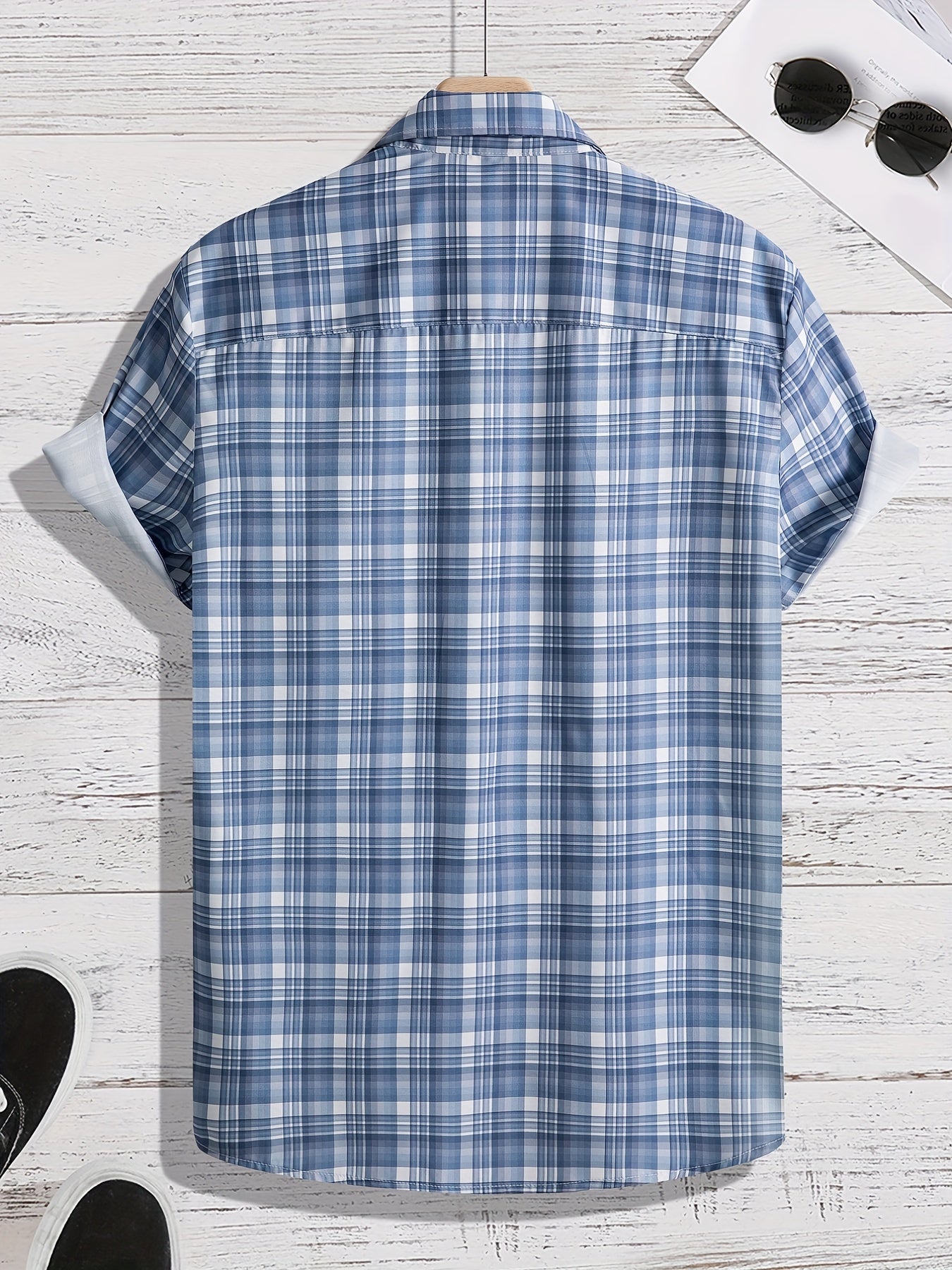 Men's Plaid Hawaiian Shirt Short Sleeve
