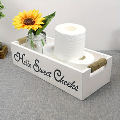 Toilet Tank Storage Box Wooden Bathroom Decor Box Rustic Toilet Paper Storage