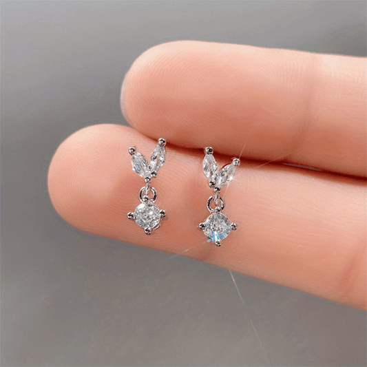 Zircon Stud Earrings 18K Plated Minimalist Style