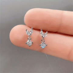 Zircon Stud Earrings 18K Plated Minimalist Style
